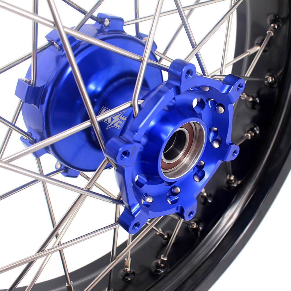 KKE 17 Inch Cush Drive Supermoto Wheels Fit Yamaha WR250F 2001-2018 WR450F 2003-2018 Blue - Howling Moto