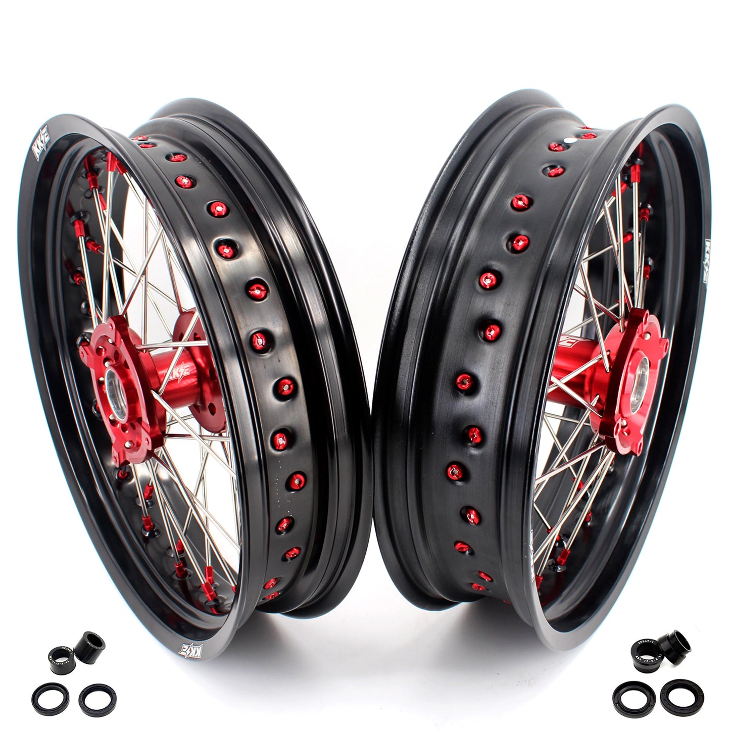 KKE 3.5 & 4.25 Supermoto Wheels Fit Husqvarna TE TC FE FC SMR 2000-2013 Red - Howling Moto