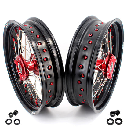 KKE 3.5 & 4.25 Supermoto Wheels Fit Husqvarna TE TC FE FC SMR 2000-2013 Red - Howling Moto