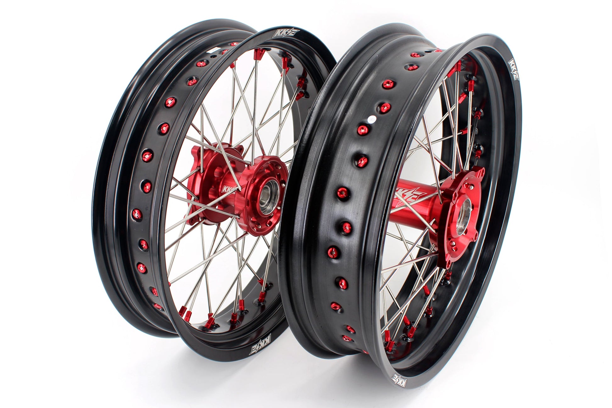 KKE 3.5 & 4.25 Supermoto Wheels Fit Husqvarna TE TC FE FC SMR 2000-2013 Red - Howling Moto