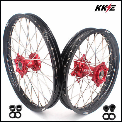 KKE 21/18 Spoked Enduro Wheels for GAS GAS Enduro Bikes 2004-2017 Red - Howling Moto