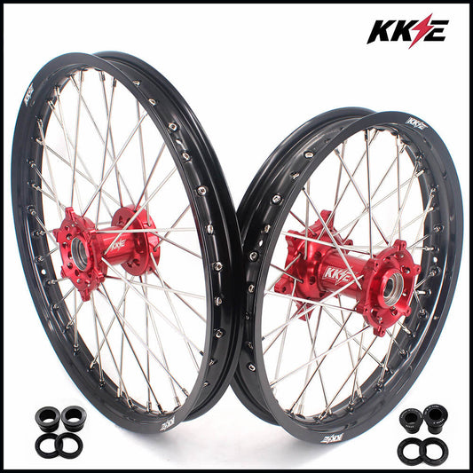 KKE 21/18 Spoked Enduro Wheels for GAS GAS Enduro Bikes 2004-2017 Red - Howling Moto