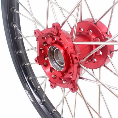 KKE 21 & 18 Enduro Rims for GAS GAS Enduro Bikes 2018-2020 Red CNC Hub