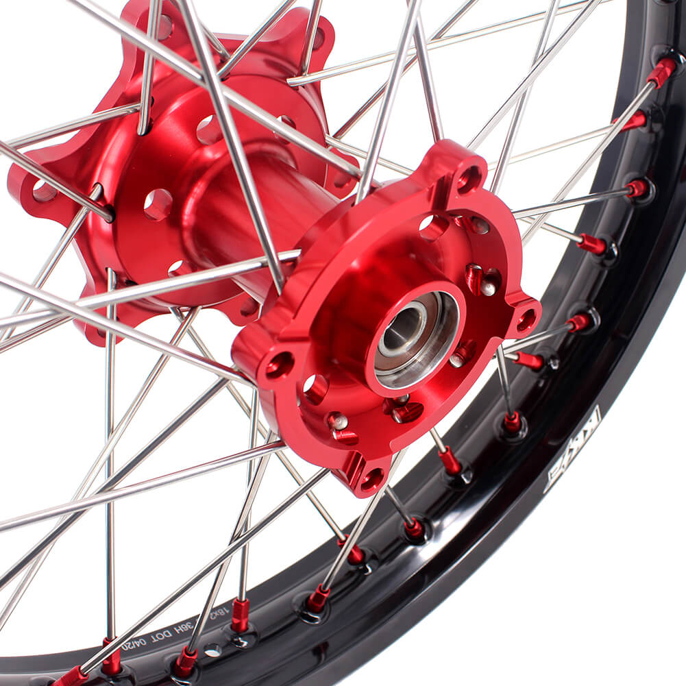 KKE 21" 18" OEM Size Motorcycle Alloy Wheels Rims Compatible with HONDA XR650L 1993-2024 Red Nipples - Howling Moto