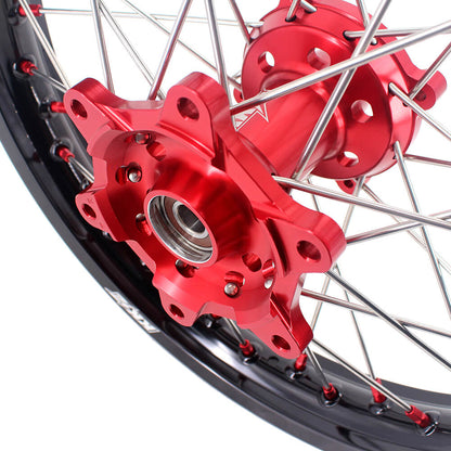 KKE 21" 18" OEM Size Motorcycle Alloy Wheels Rims Compatible with HONDA XR650L 1993-2024 Red Nipples - Howling Moto