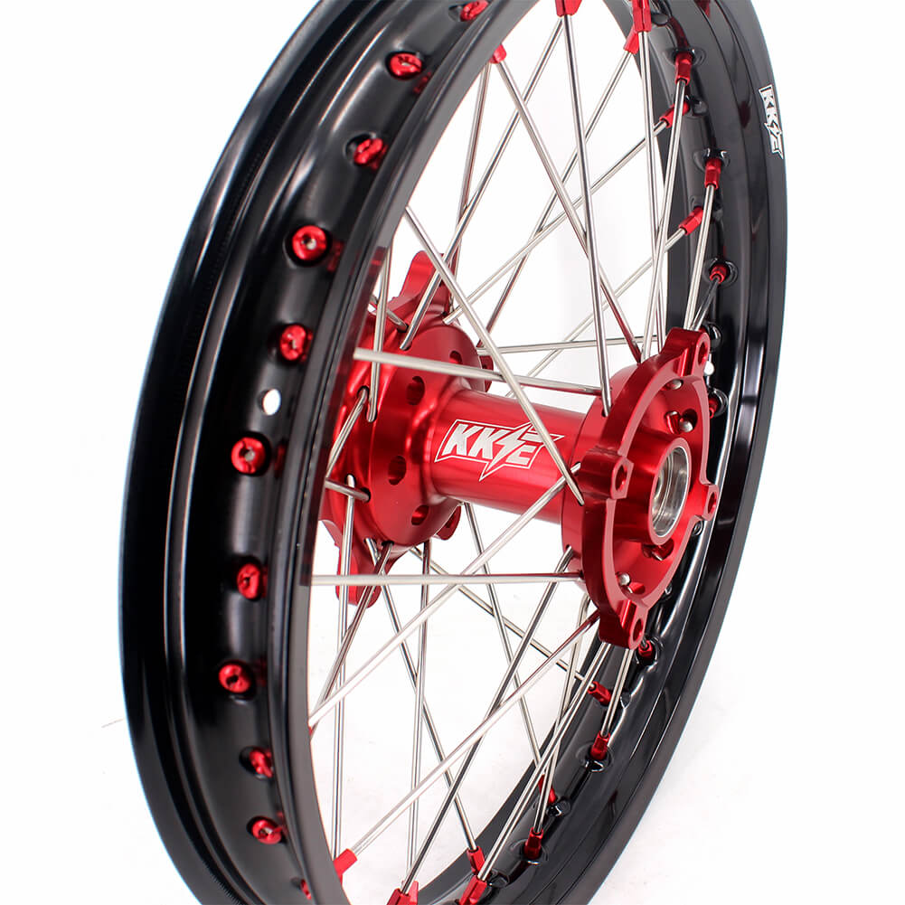KKE 21" 18" OEM Size Motorcycle Alloy Wheels Rims Compatible with HONDA XR650L 1993-2024 Red Nipples - Howling Moto