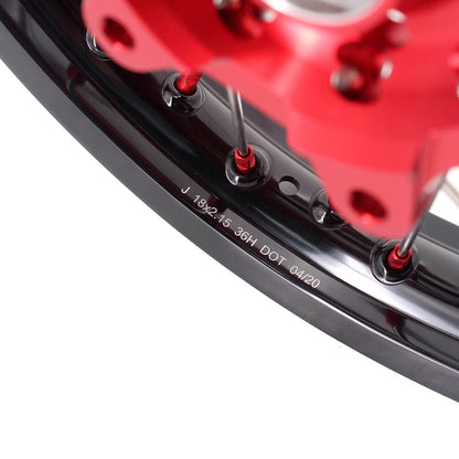 KKE 21" 18" OEM Size Motorcycle Alloy Wheels Rims Compatible with HONDA XR650L 1993-2024 Red Nipples - Howling Moto