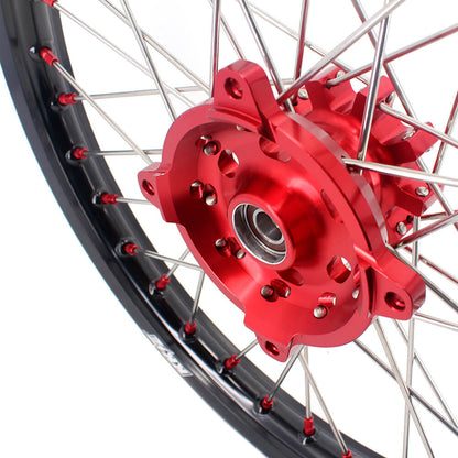 KKE 21" 18" OEM Size Motorcycle Alloy Wheels Rims Compatible with HONDA XR650L 1993-2024 Red Nipples - Howling Moto