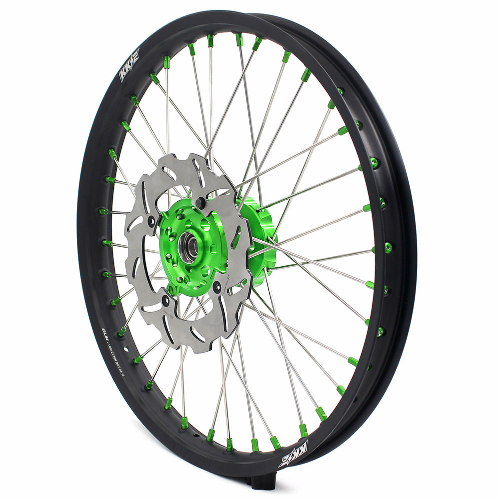 KKE 21 & 19 MX Wheels for Kawasaki KX250F 2019 and 2021 Green Nipple(2020 Excluded) - Howling Moto