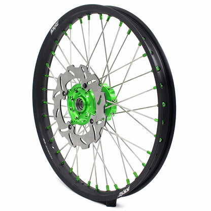 KKE 21 & 19 MX Wheels for Kawasaki KX250F 2019 and 2021 Green Nipple(2020 Excluded) - Howling Moto