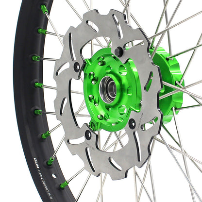 KKE 21 & 19 MX Wheels for Kawasaki KX250F 2019 and 2021 Green Nipple(2020 Excluded) - Howling Moto