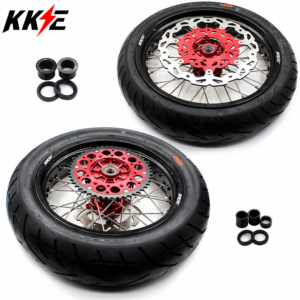 KKE 17inch Cush Drive Supermoto Wheels CST Tires For HONDA XR650R 2000-2008 Disc - Howling Moto