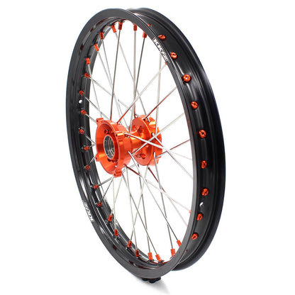 KKE 19in. 16in. Kid's Big Wheels Spoked Rims Fit KTM SX 85 2003-2020 Orange Nipples - Howling Moto