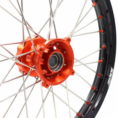 KKE 19in. 16in. Kid's Big Wheels Spoked Rims Fit KTM SX 85 2003-2020 Orange Nipples - Howling Moto