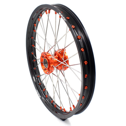 KKE 19in. 16in. Kid's Big Wheels Spoked Rims Fit KTM SX 85 2003-2020 Orange Nipples - Howling Moto