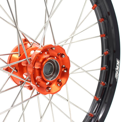 KKE 19in. 16in. Kid's Big Wheels Spoked Rims Fit KTM SX 85 2003-2020 Orange Nipples - Howling Moto