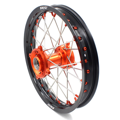 KKE 19in. 16in. Kid's Big Wheels Spoked Rims Fit KTM SX 85 2003-2020 Orange Nipples - Howling Moto