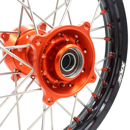 KKE 19in. 16in. Kid's Big Wheels Spoked Rims Fit KTM SX 85 2003-2020 Orange Nipples - Howling Moto