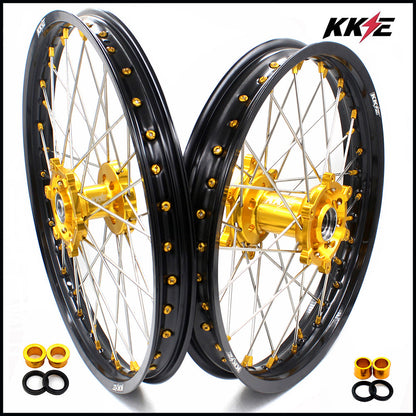 KKE 21 & 18 Enduro Rims for Suzuki RMZ250 2007-2022 RMZ450 2005 Gold Nipple - Howling Moto