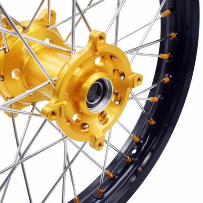 KKE 21 & 18 Enduro Rims for Suzuki RMZ250 2007-2022 RMZ450 2005 Gold Nipple - Howling Moto