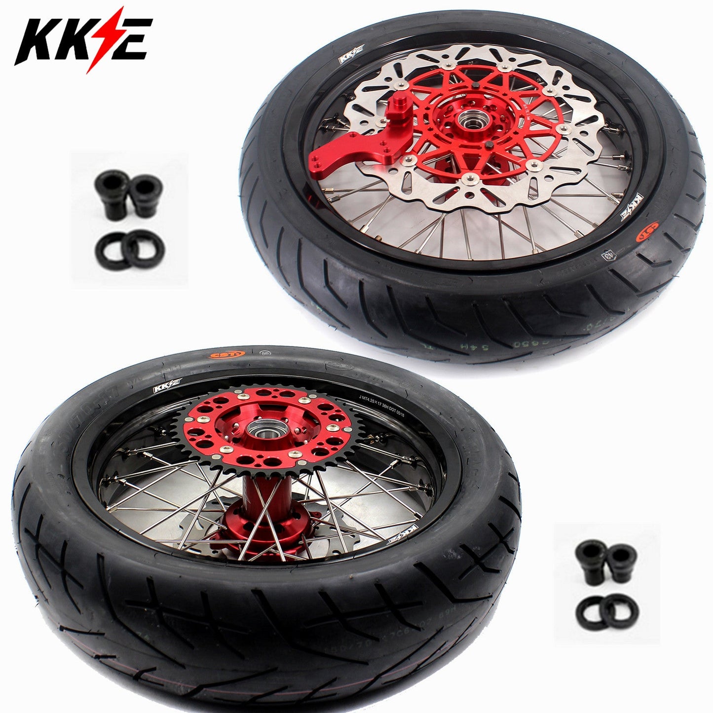 KKE 3.5/4.25*17inch Supermoto Wheels Tires For HONDA XR400R XR600R Discs - Howling Moto