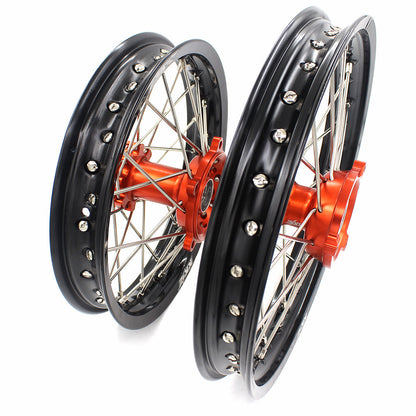 KKE 14 & 12 Spoked Kids Rims for KTM 50 SX 2014-2023 Gas Gas MC 50 2021-2023 Orange - Howling Moto
