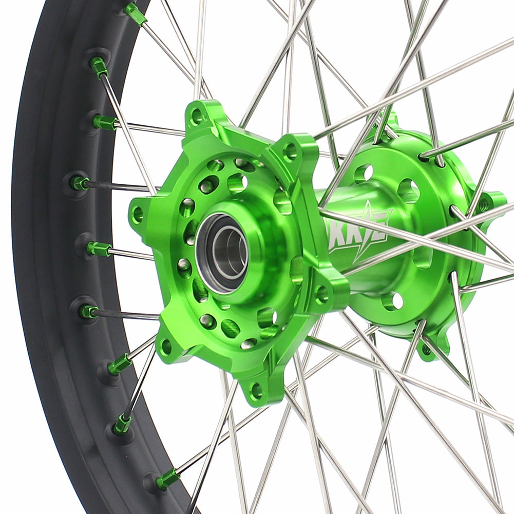 KKE 21 & 19 MX Wheels for Kawasaki KX250F 2019 and 2021 Green Nipple(2020 Excluded) - Howling Moto