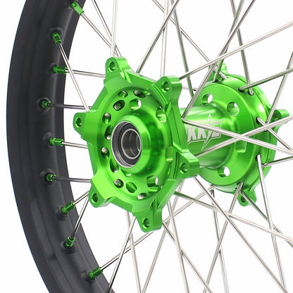 KKE 21 & 19 MX Wheels for Kawasaki KX250F 2019 and 2021 Green Nipple(2020 Excluded) - Howling Moto