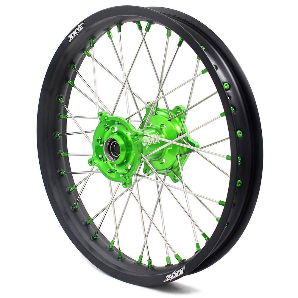 KKE 21 & 19 MX Wheels for Kawasaki KX250F 2019 and 2021 Green Nipple(2020 Excluded) - Howling Moto