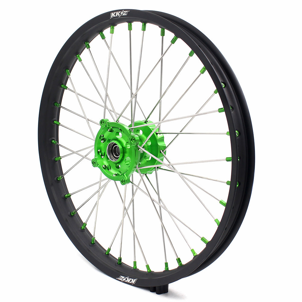 KKE 21 & 19 MX Wheels for Kawasaki KX250F 2019 and 2021 Green Nipple(2020 Excluded) - Howling Moto