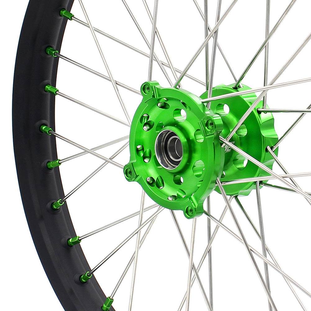 KKE 21 & 19 MX Wheels for Kawasaki KX250F 2019 and 2021 Green Nipple(2020 Excluded) - Howling Moto