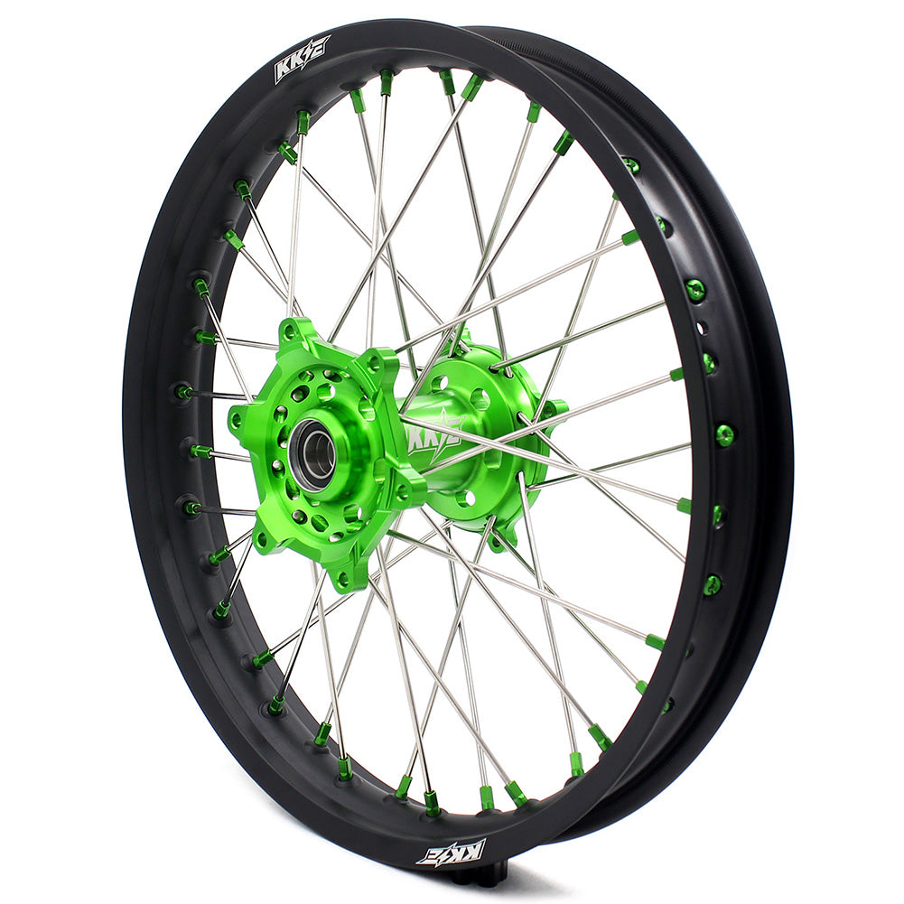 KKE 21 & 19 MX Wheels for Kawasaki KX250F 2019 and 2021 Green Nipple(2020 Excluded) - Howling Moto