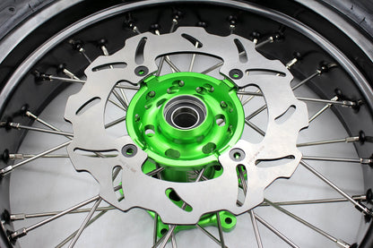 KKE 17inch KX450 KX450X KX250F 2020 KX450F 2019-2021 KX450 2019-2023 For KAWASAKI Supermoto Rims CST Tires Green - Howling Moto