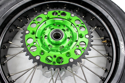 KKE 17inch KX450 KX450X KX250F 2020 KX450F 2019-2021 KX450 2019-2023 For KAWASAKI Supermoto Rims CST Tires Green - Howling Moto