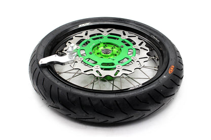 KKE 17inch KX450 KX450X KX250F 2020 KX450F 2019-2021 KX450 2019-2023 For KAWASAKI Supermoto Rims CST Tires Green - Howling Moto