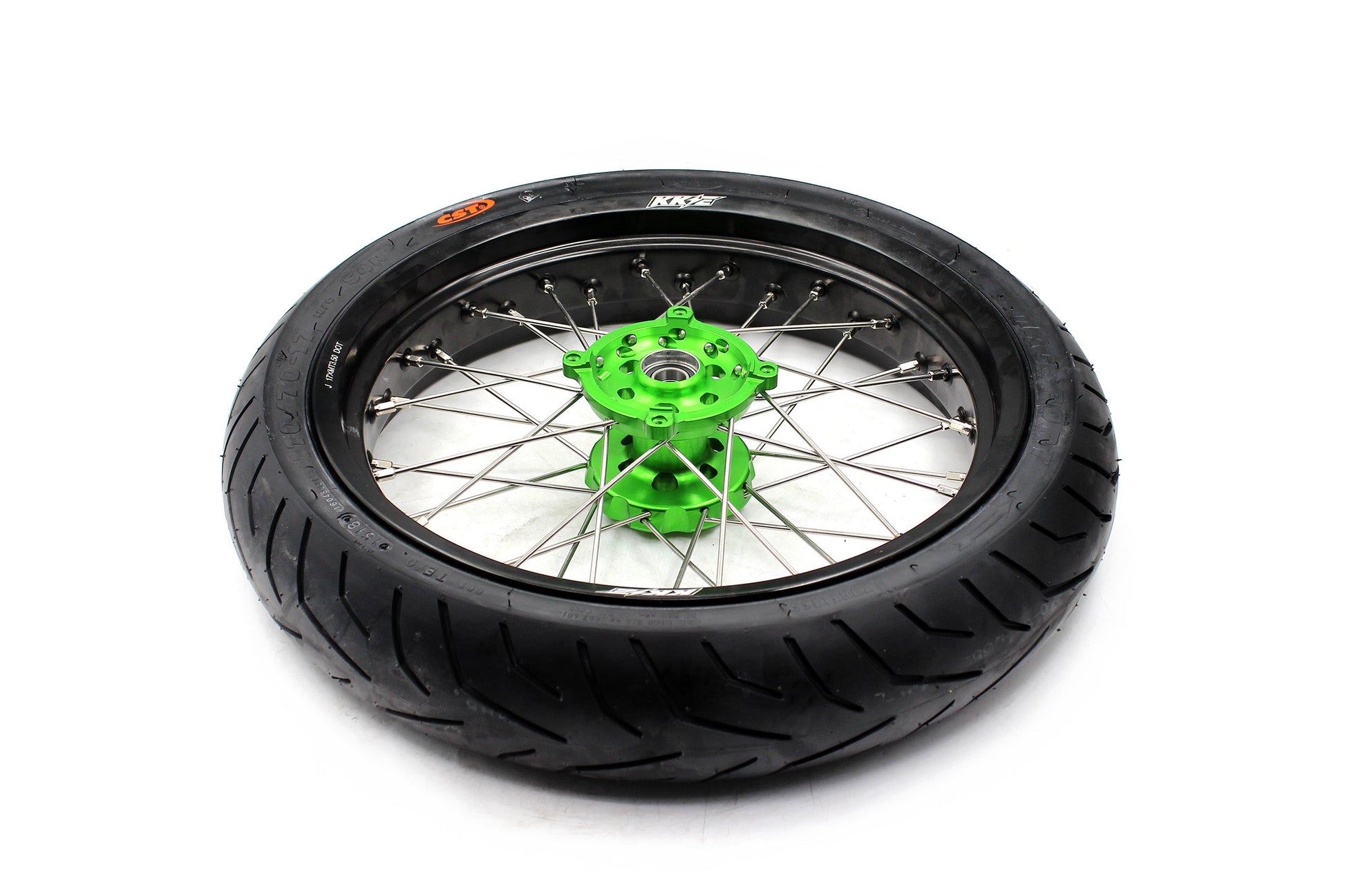 KKE 17inch KX450 KX450X KX250F 2020 KX450F 2019-2021 KX450 2019-2023 For KAWASAKI Supermoto Rims CST Tires Green - Howling Moto