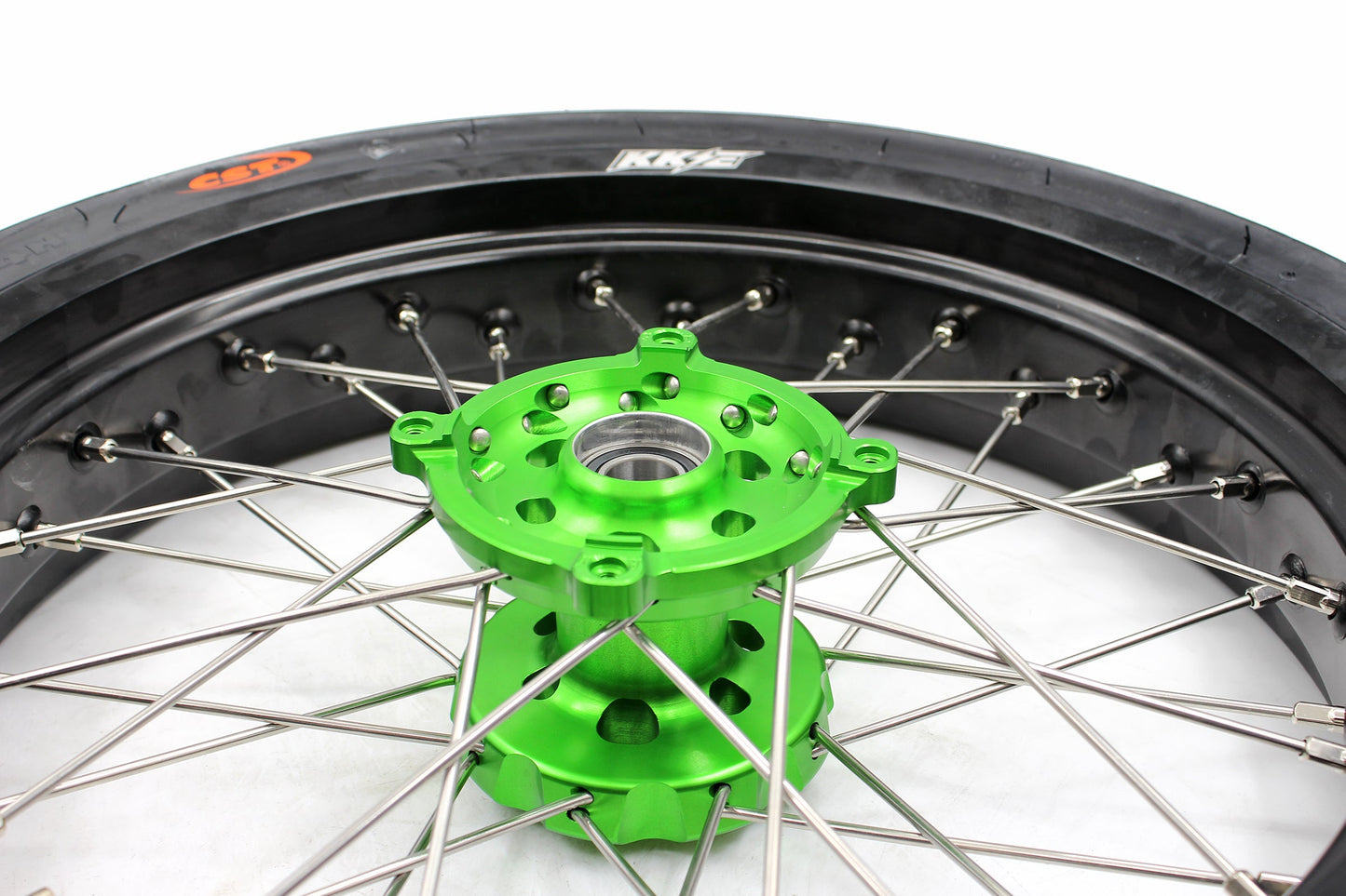 KKE 17inch KX450 KX450X KX250F 2020 KX450F 2019-2021 KX450 2019-2023 For KAWASAKI Supermoto Rims CST Tires Green - Howling Moto