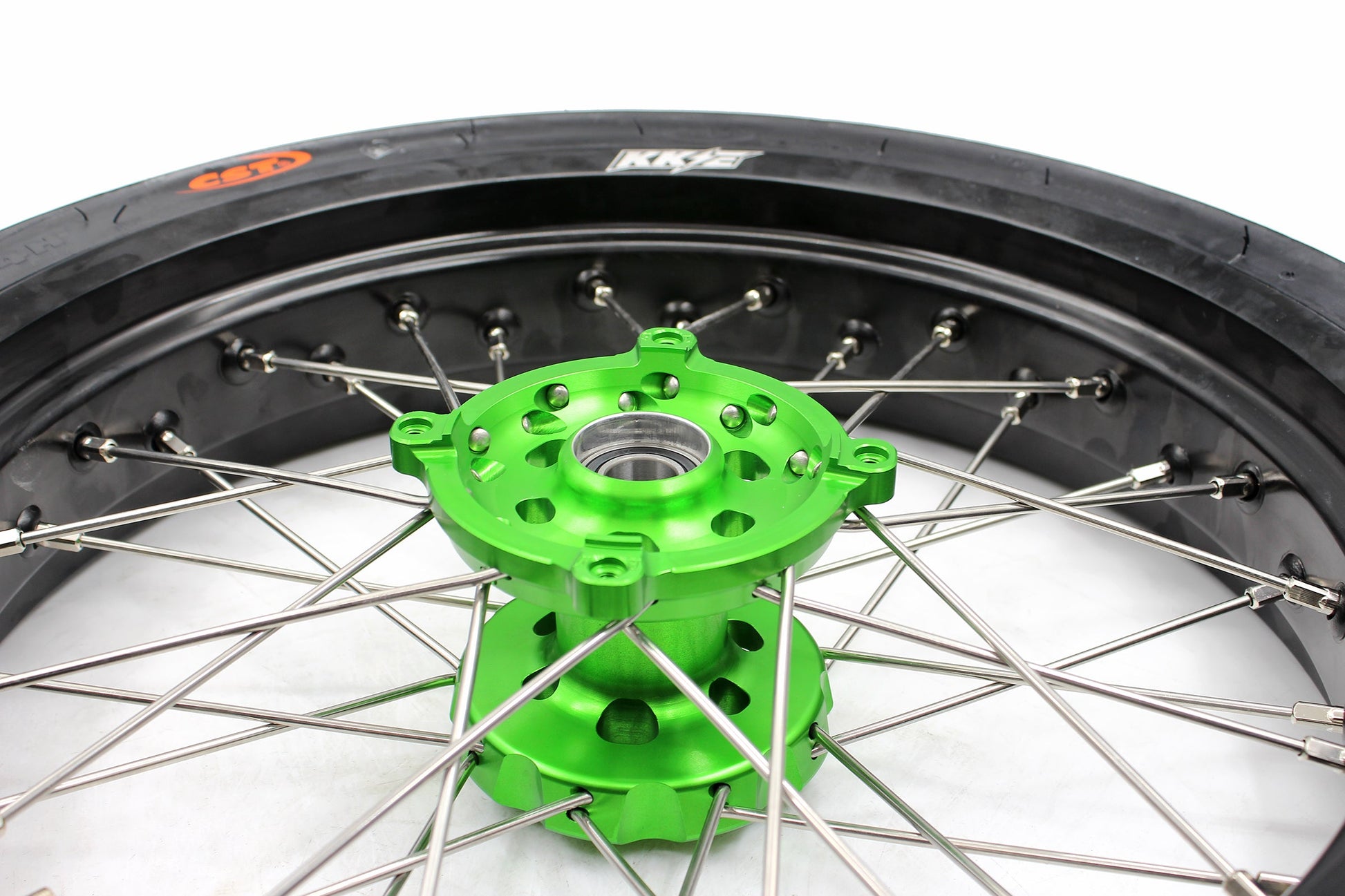 KKE 17inch KX450 KX450X KX250F 2020 KX450F 2019-2021 KX450 2019-2023 For KAWASAKI Supermoto Rims CST Tires Green - Howling Moto