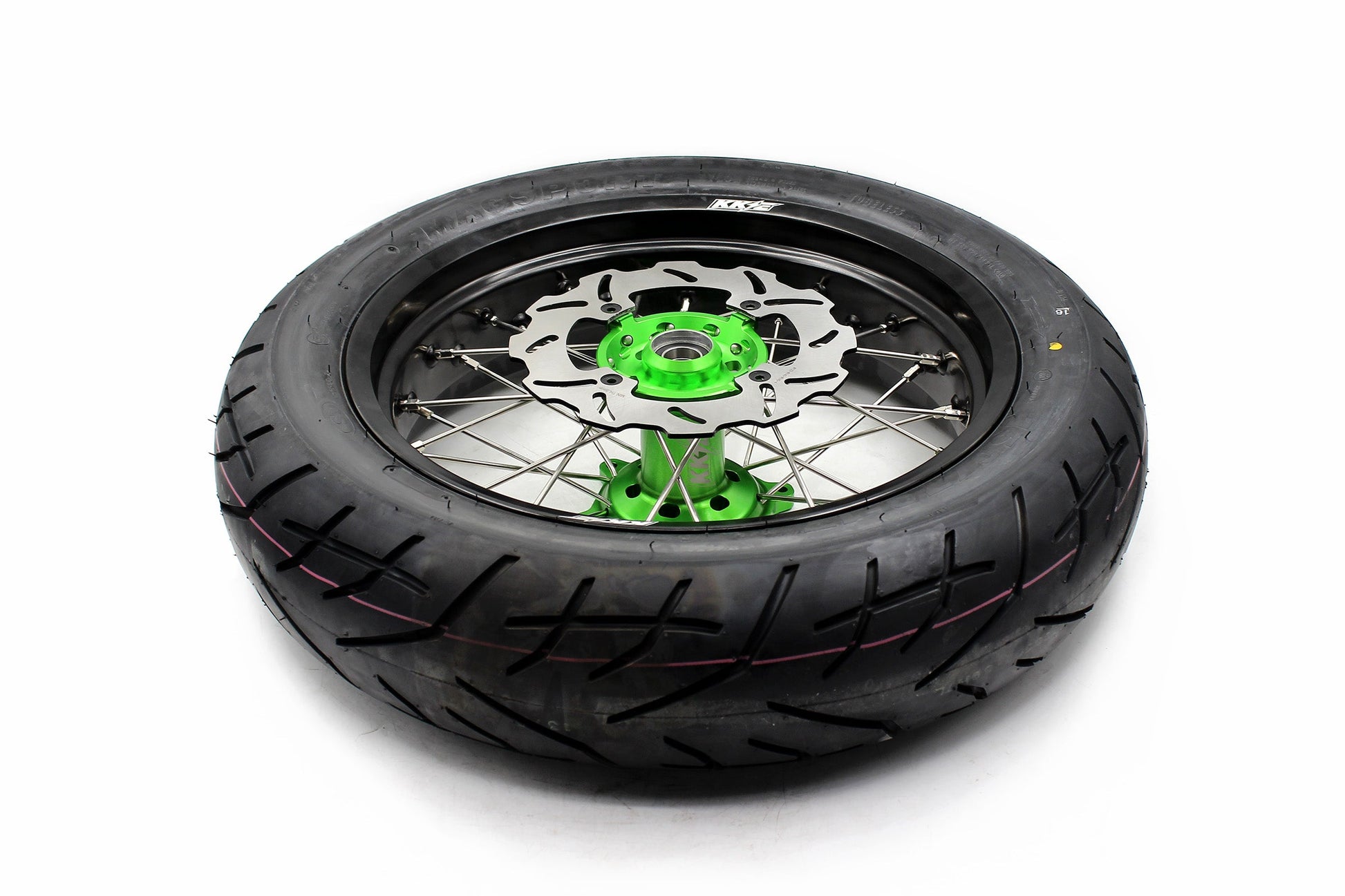 KKE 17inch KX450 KX450X KX250F 2020 KX450F 2019-2021 KX450 2019-2023 For KAWASAKI Supermoto Rims CST Tires Green - Howling Moto