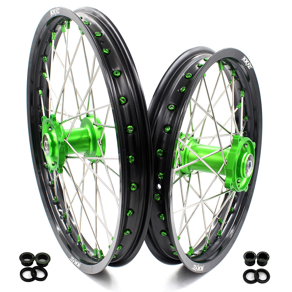 KKE 17/14 For KAWASAKI KX85 KX80  KX100 KLX140/L Big Kid's Wheels Rim Green Nipples - Howling Moto