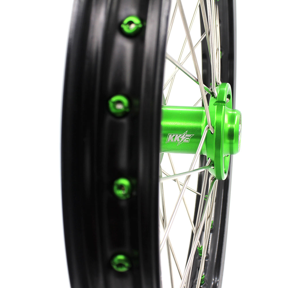 KKE 17/14 For KAWASAKI KX85 KX80  KX100 KLX140/L Big Kid's Wheels Rim Green Nipples - Howling Moto