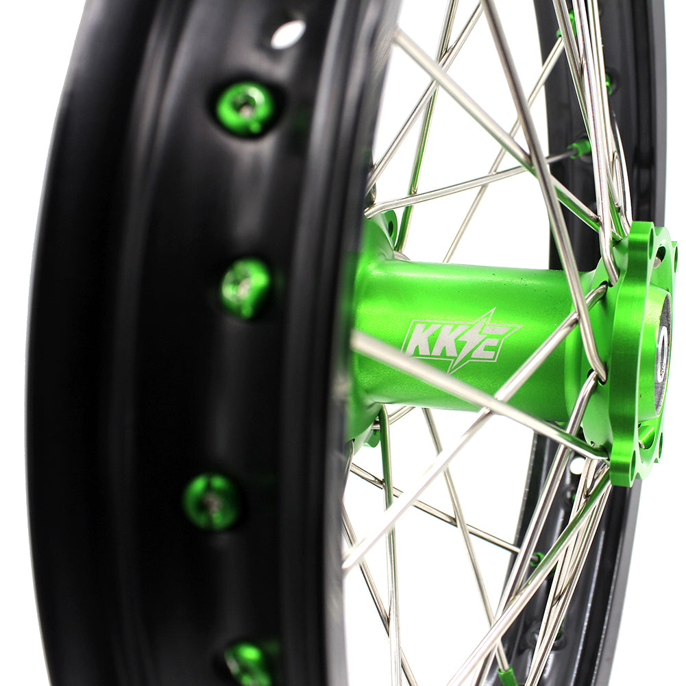 KKE 17/14 For KAWASAKI KX85 KX80  KX100 KLX140/L Big Kid's Wheels Rim Green Nipples - Howling Moto