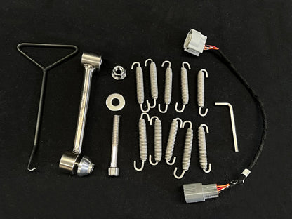 Kawasaki ZH2 polished titanium exhaust system by Bill's Exhausts, showcasing the sleek, shiny exhaust pipes and fitting kit components.