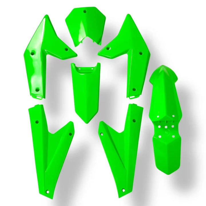 Lime green complete body plastic set for ETM RTR car from Electro & Co, includes durable fairings and body panels in vibrant color.