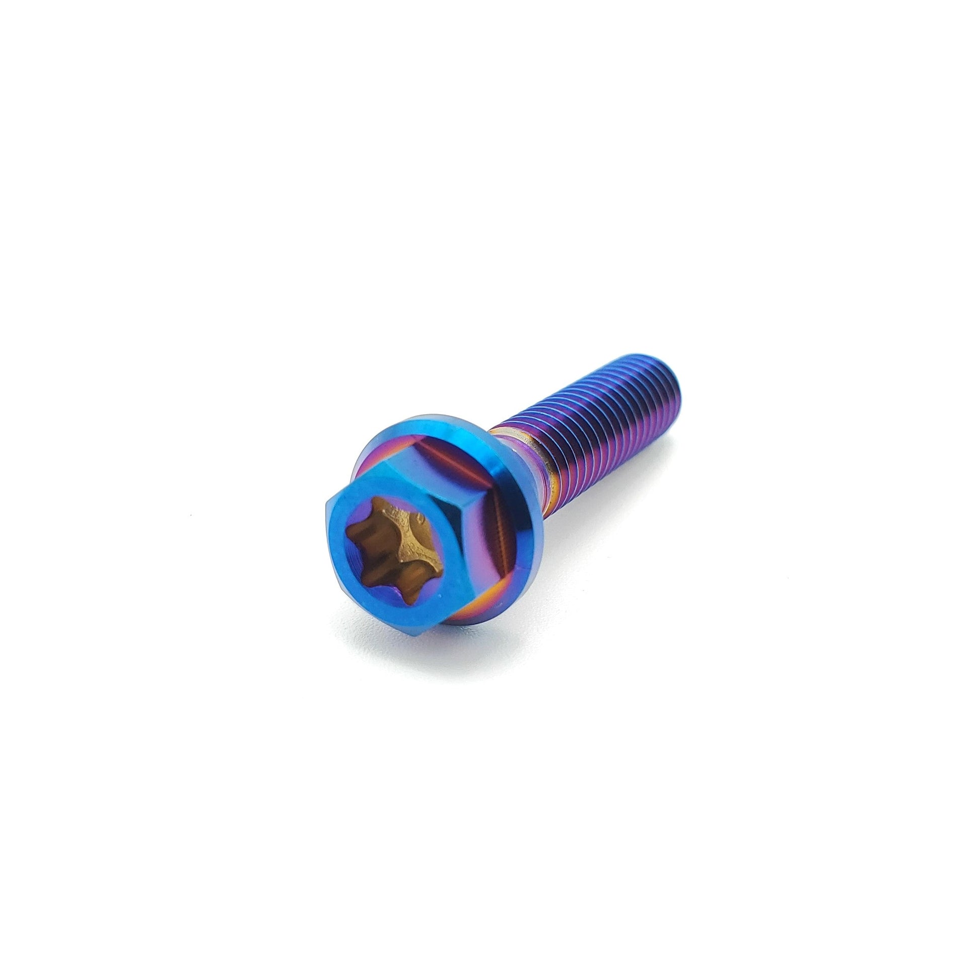 Titanium M6 bolts from Warp9Racing, 25mm length, showing shiny metallic finish and threaded shaft for automotive or racing applications.