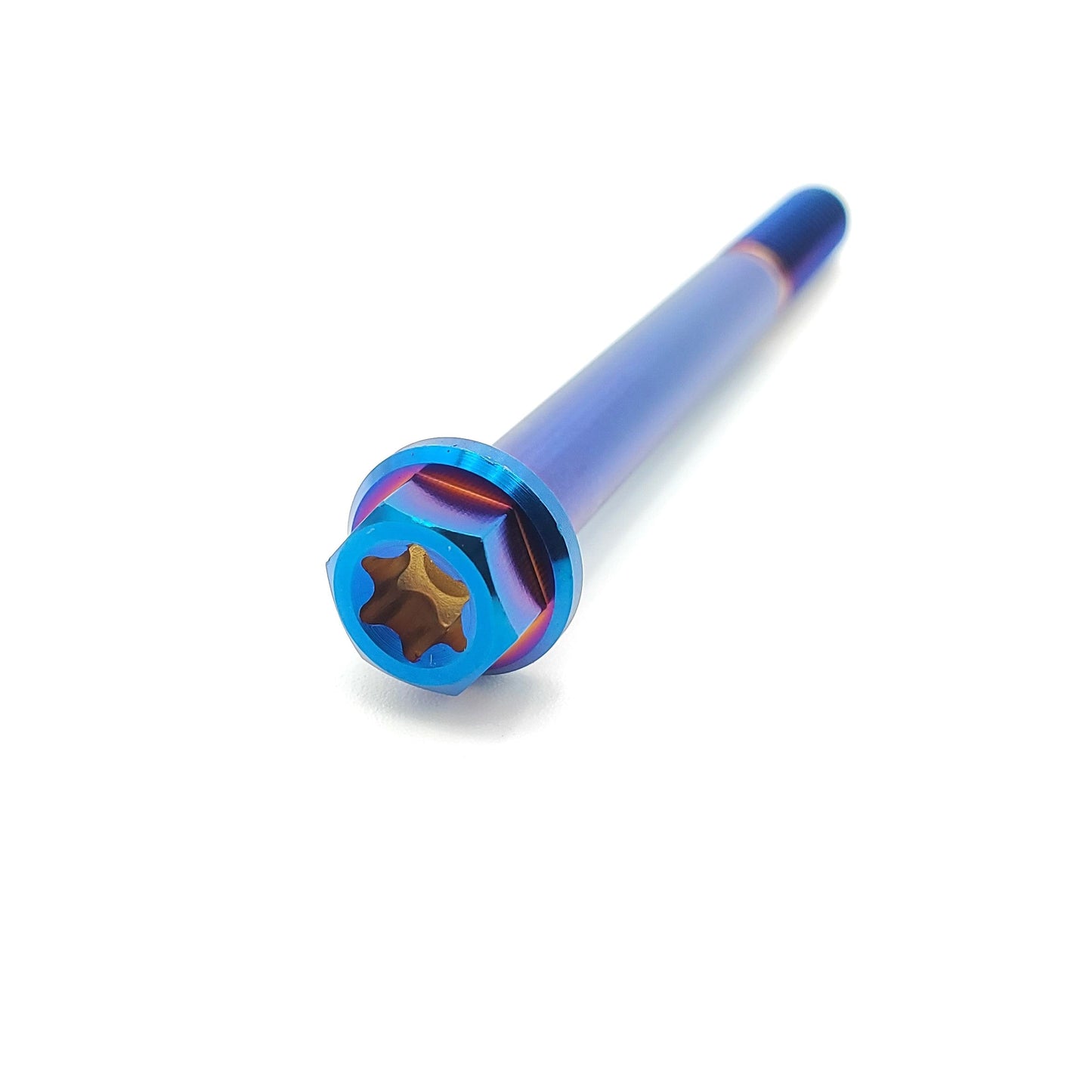 Titanium M6x60 bolt from Warp9Racing, showing a close-up of the high-strength, lightweight bolt with threading and hex head.