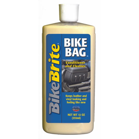 Leather conditioner from Bike Brite Online, showing a bottle of leather care product used for conditioning and restoring leather items.