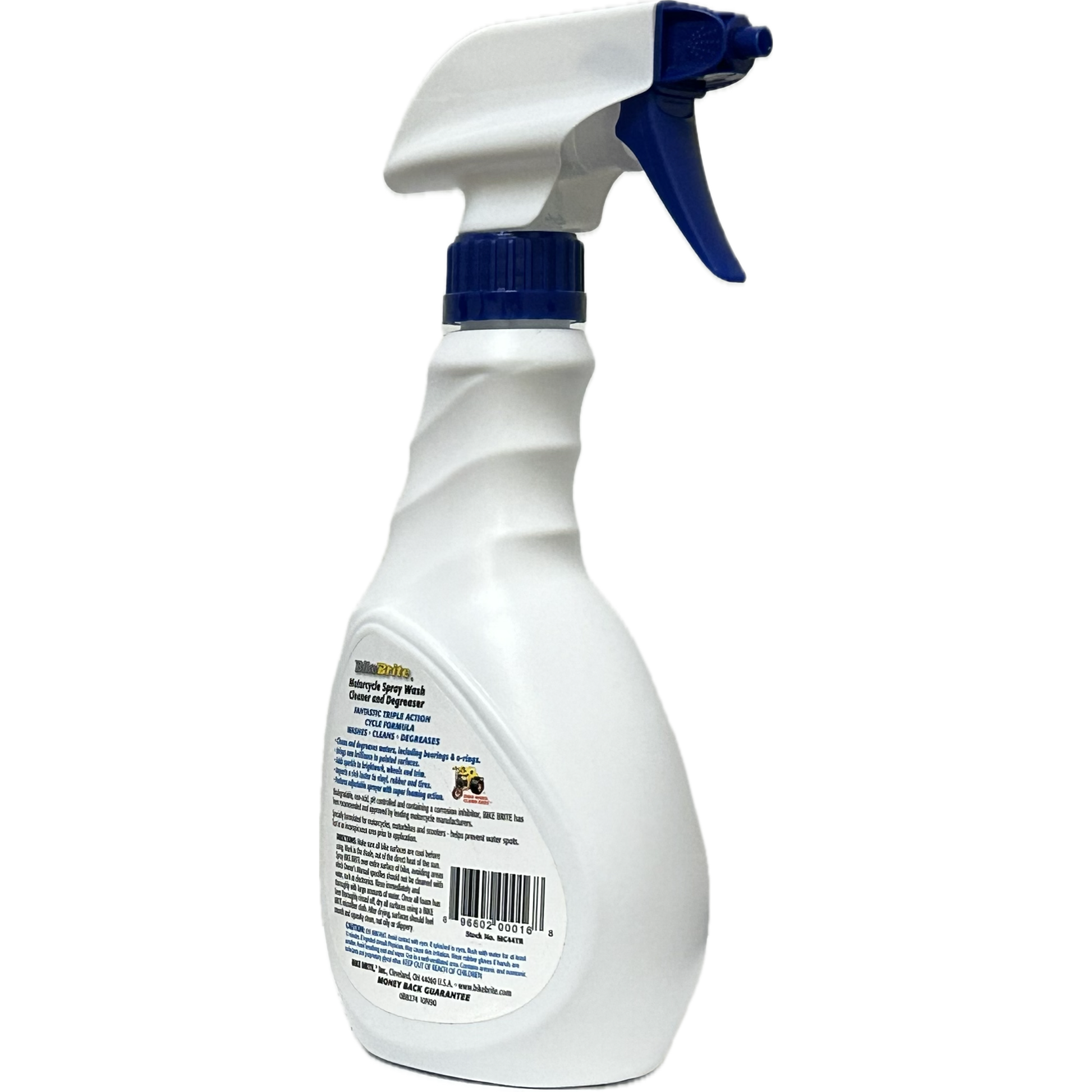 Bike Brite Motorcycle Spray Wash 16.9oz bottle with label, ready for cleaning and detailing motorcycle surfaces.