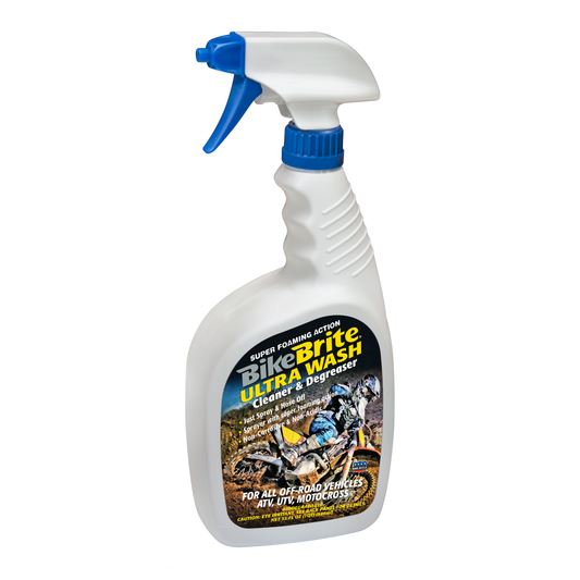 Bike Brite Ultra cleaning product bottle with label, designed for bike maintenance and cleaning, in a close-up shot.