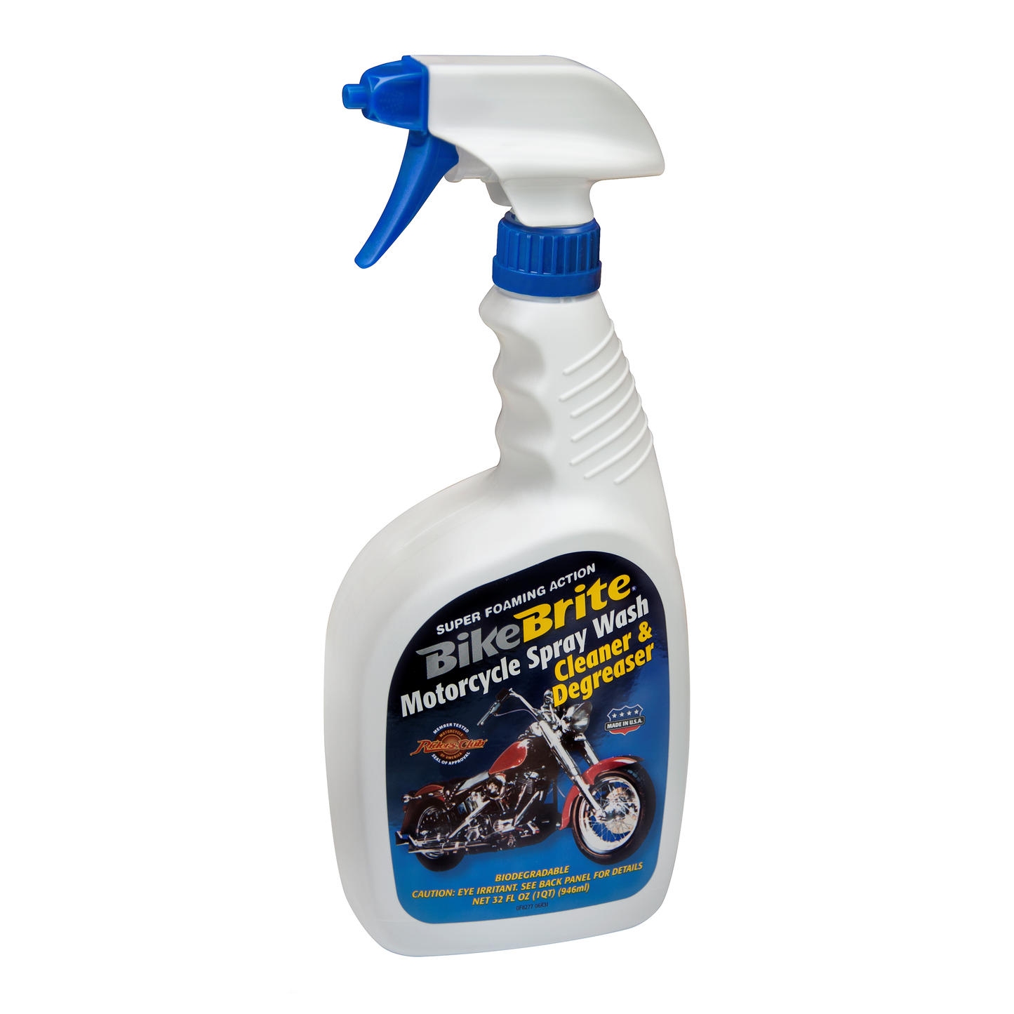 Bike Brite Motorcycle Spray Wash 32oz bottle with nozzle, designed for cleaning motorcycles and bike parts effectively.